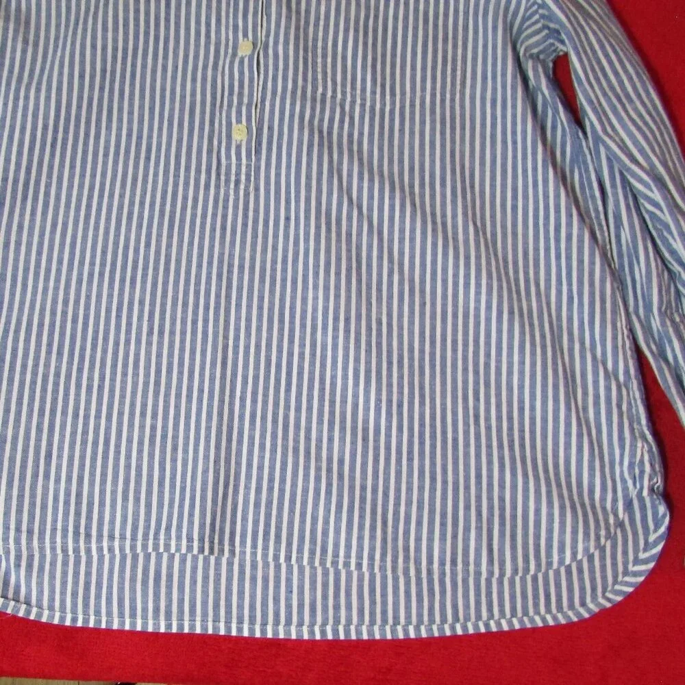 J Crew Boy Fit Striped Chambray Cotton / Linen Top - Picture 8 of 10